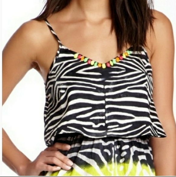 NWT Line & Dot Zebra Print Cutout Maxi Spaghetti Dress, Size Small - Picture 3 of 8